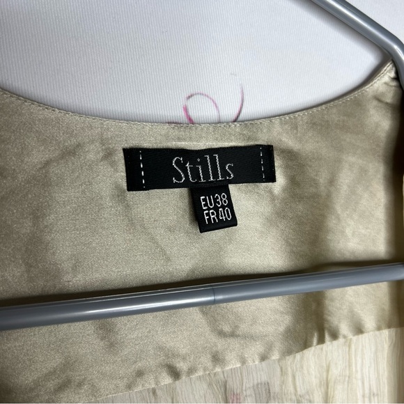 Stills cardigan gold shimmer sheer metallic wrap up vest style tank top shirt - Picture 5 of 7